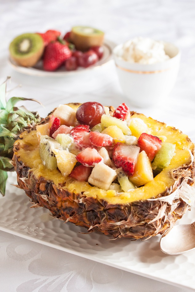 Fruit Salad in a Pineapple Boat 